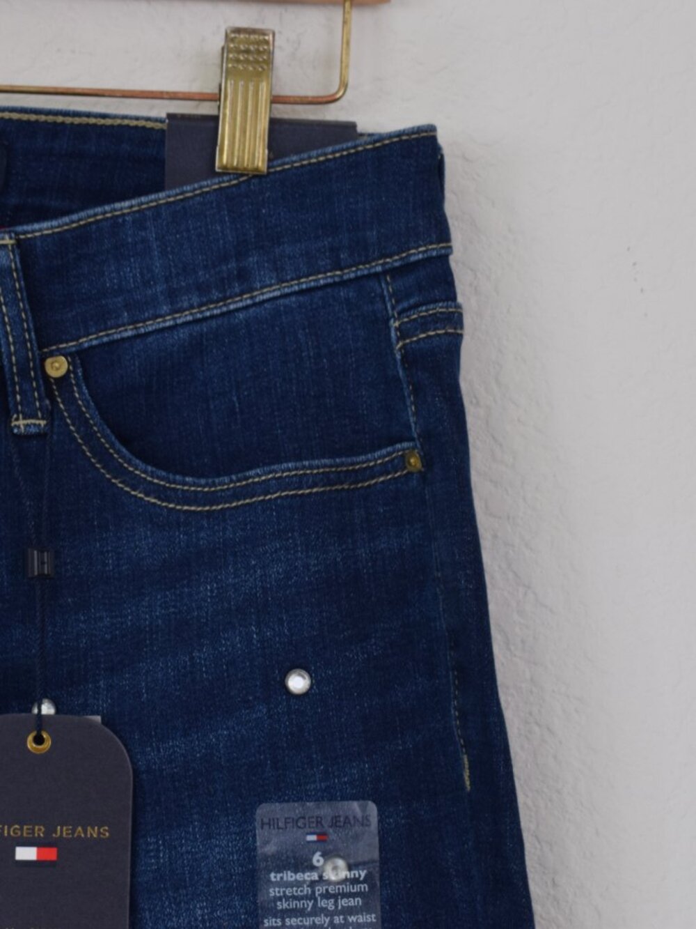 NWT Tommy Hilfiger Tribecca Skinny Jeans Sz 6 Stretch Rhinestone Bling Denim Y2K - Picture 4 of 11
